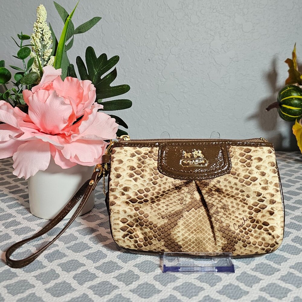 Coach Brown Snakeskin Print Small Wirstlet Like New